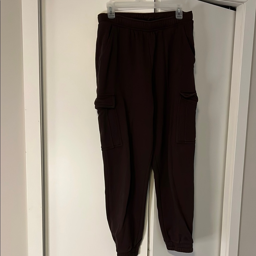 Dark Brown Cargo Joggers and cropped hoodie, matching set
